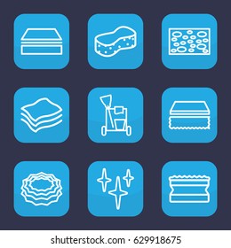 Sponge icon. set of 9 outline sponge icons such as cleaning tools, sponge