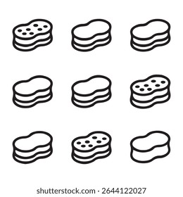 Sponge Icon Set for Cleaning. Vector Illustration of Different Cleaning Sponge Variations
