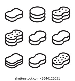 Sponge Icon Set for Cleaning. Vector Illustration of Different Cleaning Sponge Variations
