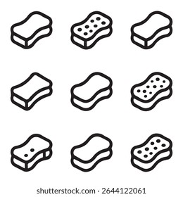 Sponge Icon Set for Cleaning. Vector Illustration of Different Cleaning Sponge Variations
