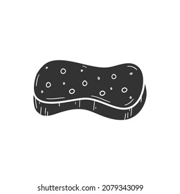 Sponge Icon Silhouette Illustration. Bath Clean Vector Graphic Pictogram Symbol Clip Art. Doodle Sketch Black Sign.
