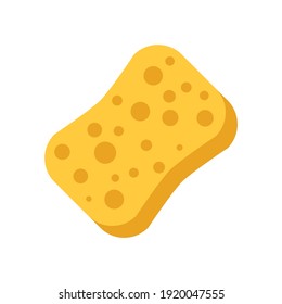 The sponge icon. Yellow sponge made of soft, porous material for washing and bathing. Vector illustration isolated on a white background for design and web in cartoon style.
