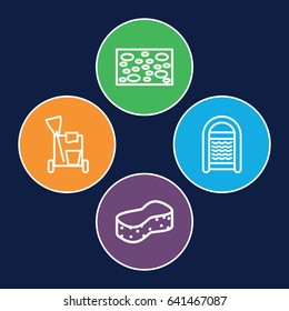Sponge icons set. set of 4 sponge outline icons such as cleaning tools