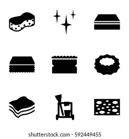 sponge icons set. Set of 9 sponge filled icons such as cleaning tools, sponge