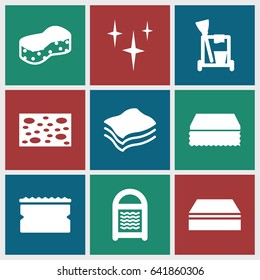 Sponge icons set. set of 9 sponge filled icons such as cleaning tools, sponge