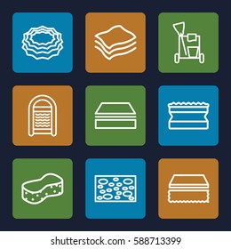 sponge icons set. Set of 9 sponge outline icons such as cleaning tools