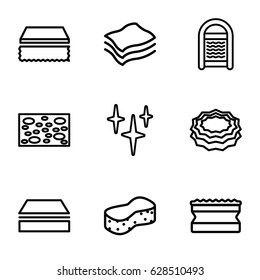 Sponge icons set. set of 9 sponge outline icons such as sponge