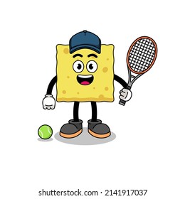 sponge illustration as a tennis player , character design