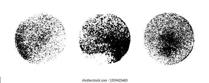 Sponge imprint circle texture hand drawn vector print. Set of round elements isolated on white background