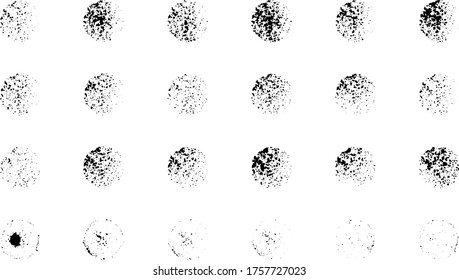 Sponge imprint circle texture hand drawn vector print. Set of round elements isolated on white background
