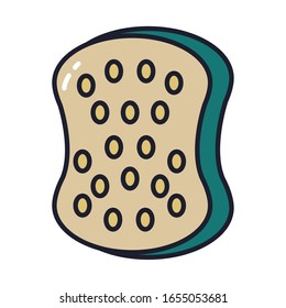 diseño de icono de línea de esponja y relleno, servicio de limpieza lavado equipo de higiene en el hogar interior doméstico y tema de mantenimiento del hogar Ilustración vectorial