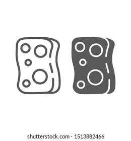 Sponge line and glyph icon, laundry and wash, washcloth sign, vector graphics, a linear pattern on a white background, eps 10.