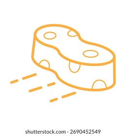Icono de línea de esponja aislado sobre fondo transparente. Herramienta de limpieza y lavado de platos para la higiene del hogar, las tareas de la cocina y el cuidado del hogar. Trazo editable.