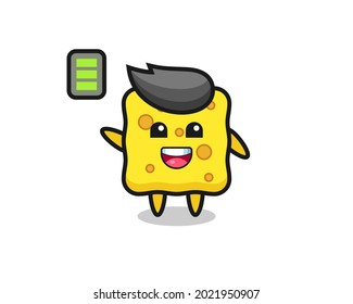 sponge mascot character with energetic gesture , cute style design for t shirt, sticker, logo element