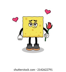 mascota de esponja enamorada, diseño de carácter