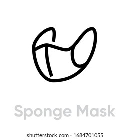 Icono de Máscara de Esponja. Vector de línea editable. Signo de protección respiratoria hecho de material sintético. Pictograma único.