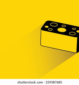 sponge on yellow background, flat and shadow theme
