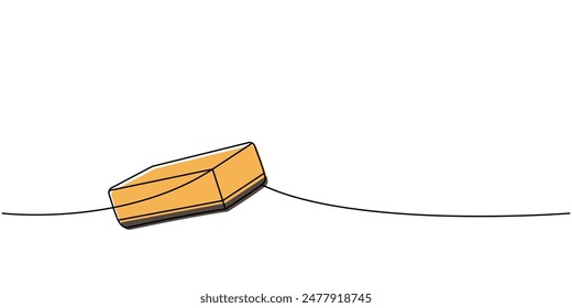 Sponge one line colored continuous drawing. Cleaning service tools continuous one line illustration. Vector linear illustration.