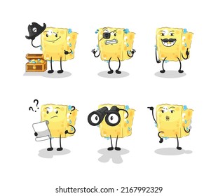 the sponge Pirate group character. cartoon mascot vector