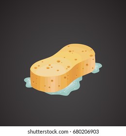 Sponge realistic, 3d icon isolated on neutral background. Vector art.