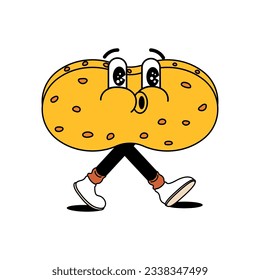 Sponge in retro style. Groovy. Home cleaning item. isolated. 60s and 70s. Vector stock illustration.