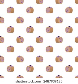 Sponge roll with blueberry jam. Seamless pattern. Vector illustration.