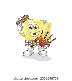 the sponge scottish with bagpipes vector. cartoon character