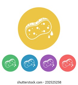 sponge set vector colored round icons