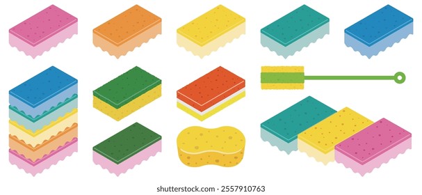 Sponge simple vector illustration set