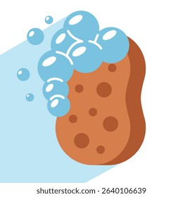 sponge with soap foam, simple icon, vector illustration 
