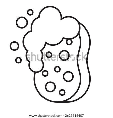 sponge with soap foam, simple icon, vector illustration 
