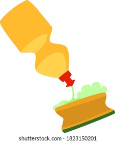 Sponge with soap, illustration, vector on white background