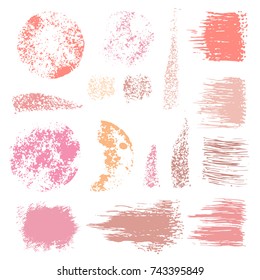 Sponge stamps collection. Samples template foundation, concealer  for makeup. Various stain brushes, textured circles, grunge element for beauty and cosmetics. Vector illustration.