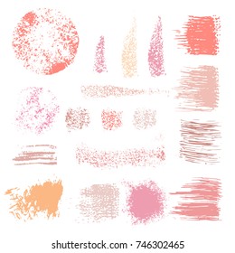 Sponge stamps collection. Samples template foundation, concealer  for makeup. Various stain brushes, textured circles, grunge element for beauty and cosmetics. Vector illustration.