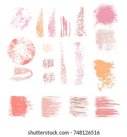 Sponge stamps collection. Samples template foundation, concealer  for makeup. Various stain brushes, textured circles, grunge element for beauty and cosmetics. Vector illustration.