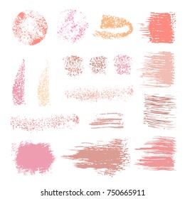 Sponge stamps collection. Samples template foundation, concealer  for makeup. Various stain brushes, textured circles, grunge element for beauty and cosmetics. Vector illustration.