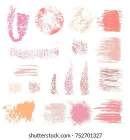 Sponge stamps collection. Samples template foundation, concealer  for makeup. Various stain brushes, textured circles, grunge element for beauty and cosmetics. Vector illustration.