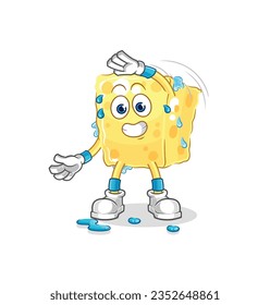 the sponge stretching character. cartoon mascot vector