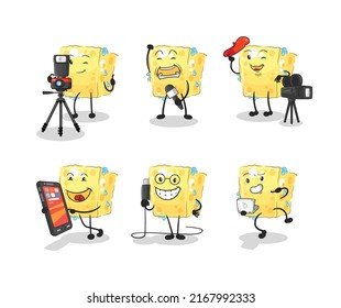 the sponge technology group character. cartoon mascot vector