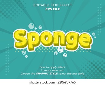 sponge text effect, font editable, typography, 3d text. vector template