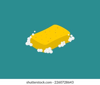 Sponge vector with foam on green background