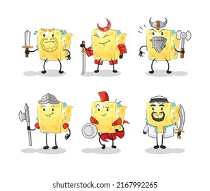 the sponge warrior group character. cartoon mascot vector