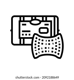 vector de icono de línea de accesorios de lavado esponjoso. señal de accesorio de lavado de esponjas. símbolo de contorno aislado ilustración negra