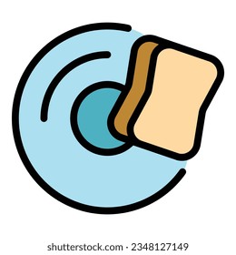 Sponge wash dish icon outline vector. Liquid bottle. Product water color flat