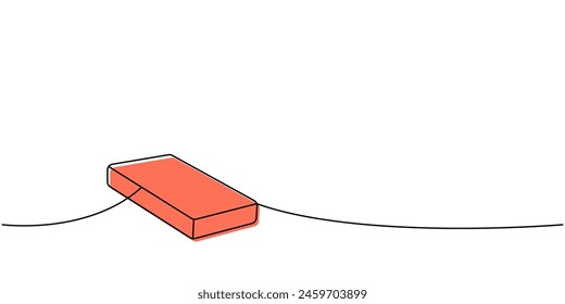 Sponge, washcloth one line colored continuous drawing. Cleaning service tools continuous one line illustration. Vector linear illustration.