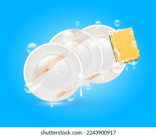 Premium Vector  3d illustration of realistic rubber hand glove using  sponge to do cleaning isolated on white background