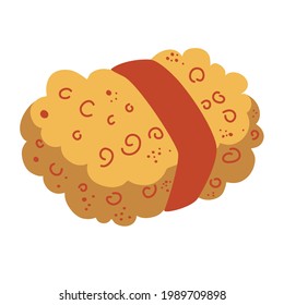 Sponge for washing. Template of cleaning supplies. For kitchen, household and house cleaning. Eco bath accessory. Cartoon vector illustration.