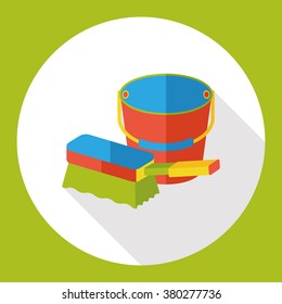 sponge and water bucket flat icon