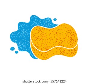 Sponge and water splash vector icon isolated.