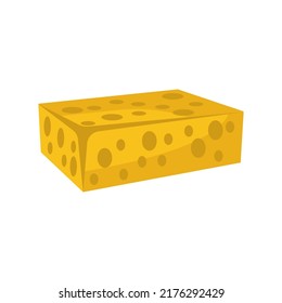 Sponge yellow clean vector illustration hygiene equipment isolated white. Household cleaner water and tool housework chore. Cleaning domestic icon and wash object bathroom. Scrub for kitchen work